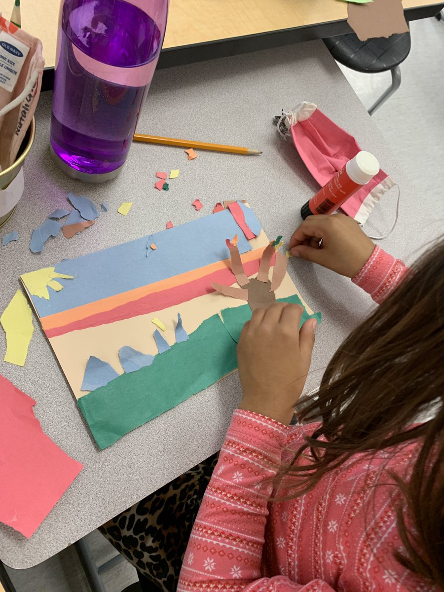 AngelaDepner's tweet photo. Sharing the many colours of the world around us in torn paper collages. #noscissorsallowed @Rebecca_Thouin @Copperfield106 https://t.co/uNwPYqZZLm