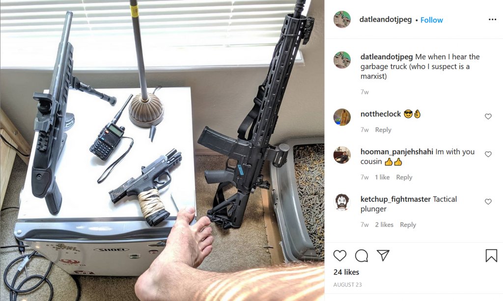 Bryan Reza also regularly posts photos of his firearms