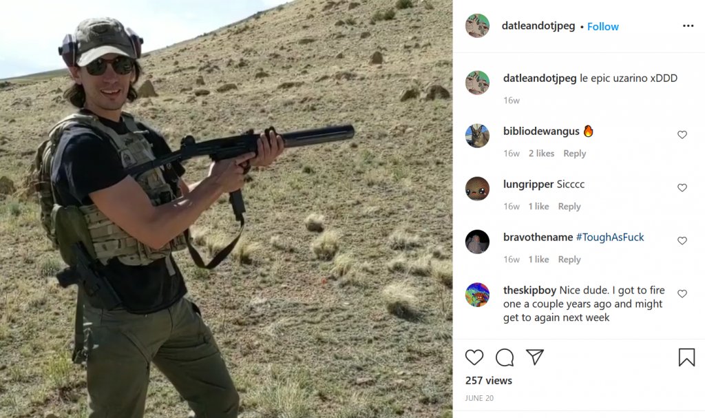 Bryan Reza also regularly posts photos of his firearms