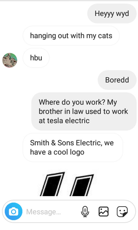 Here Bryan Reza makes a joke about working for a fictional electrician called Smith & Sons Electric and posts Nazi SS bolts saying it's the company's logo.He then calls New York City "Jew York City"