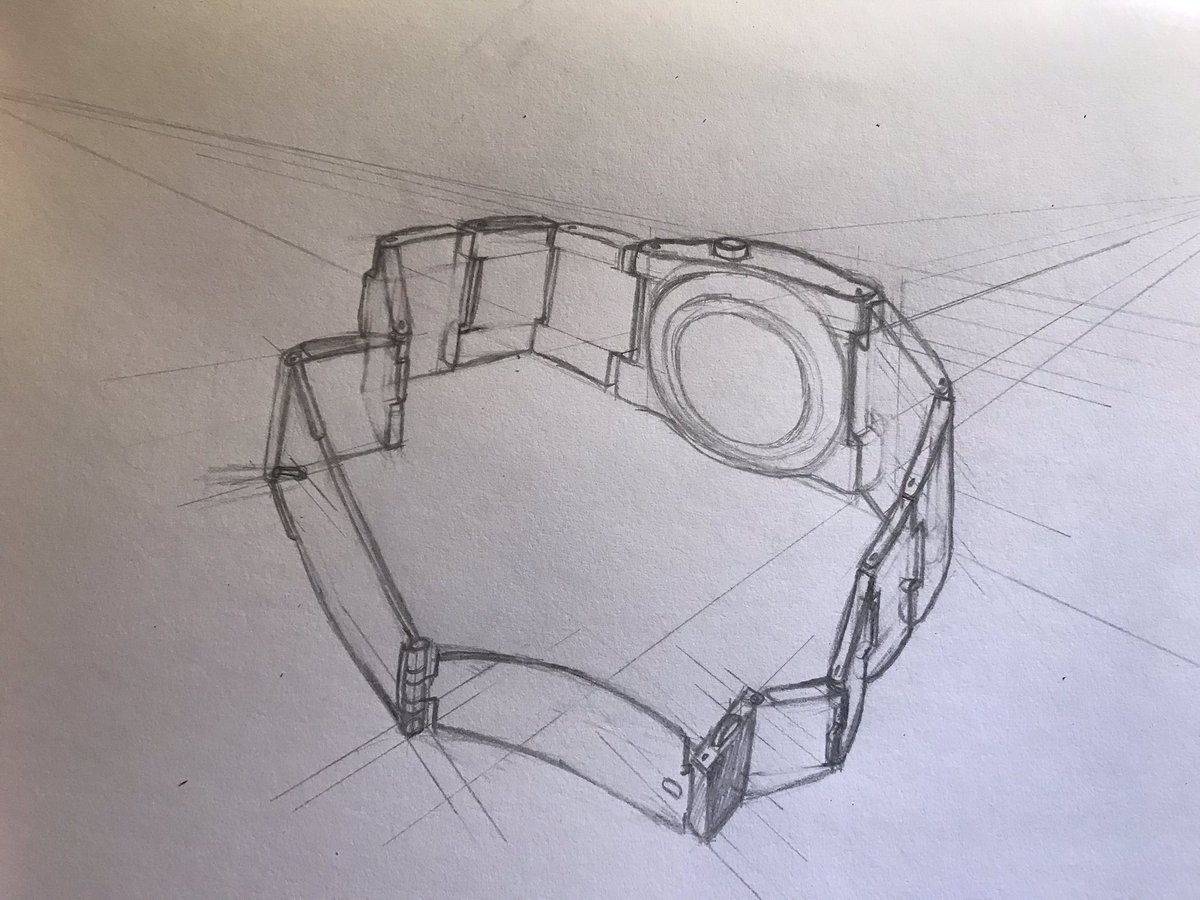 ReneLDraws's tweet photo. Watch draw in perspective, didn’t turn out as well as I’d hoped but they’re also some of my only technical drawings. #perpsective #drawing https://t.co/oZppeEmC2M
