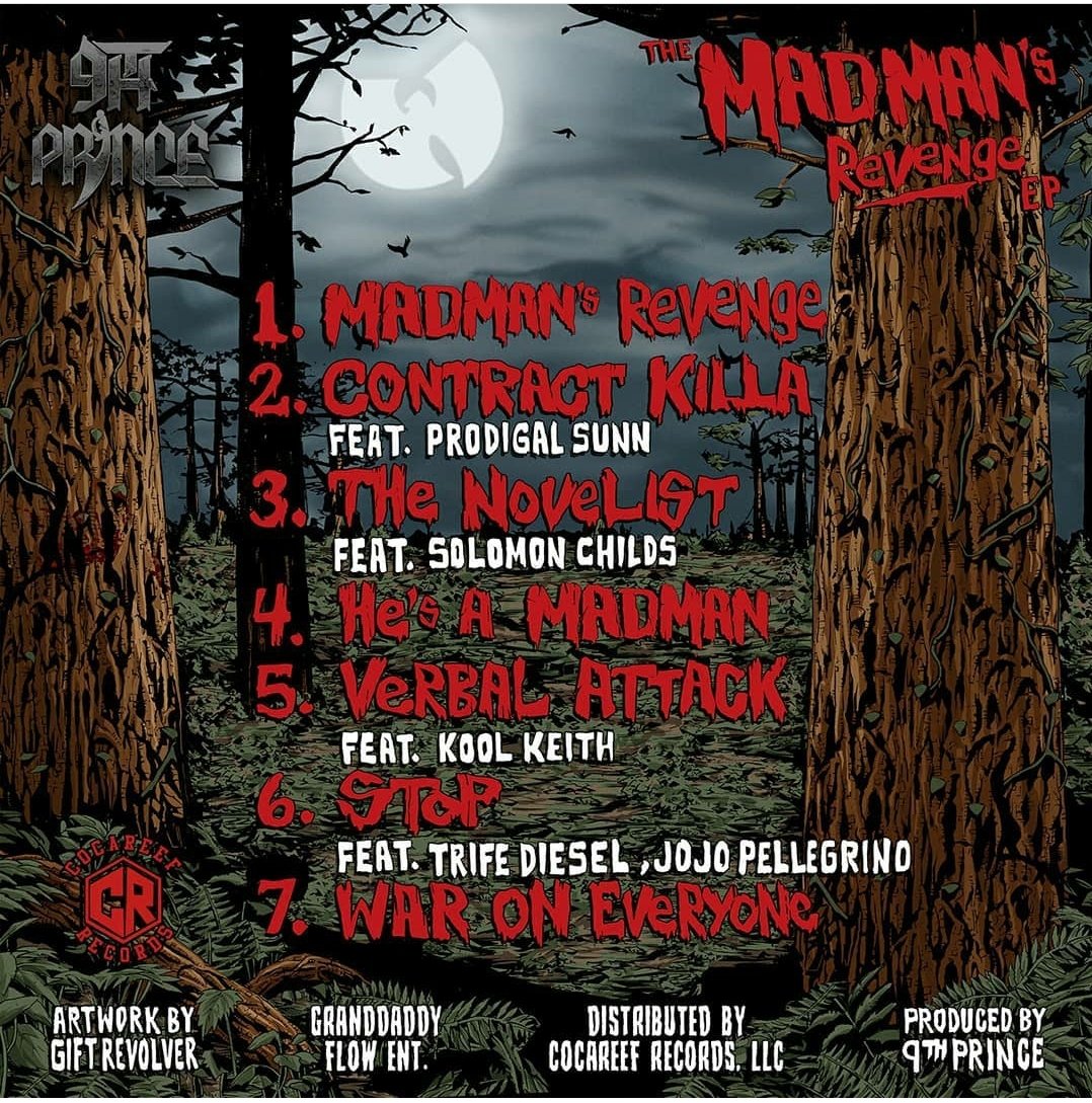 GIFTREVOLVER's tweet image. 9th Prince aka MADMANS REVENGE.
Just in time for October 31st. 
Head over to 
Wutangkillarmy.com  or 
Cocareef.com 
#9thprince #giftrevolver #killarmy #wutang 
Art G.R.
