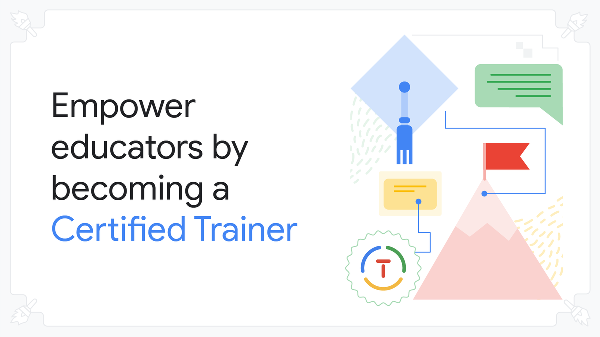 GoogleForEdu's tweet image. #GoogleEdu Certified Trainers lead and train other educators on using technology to make their classrooms more efficient, improve student outcomes, and foster leadership skills. Learn more about the program: goo.gle/32xpzAD. #PD #GoogleET