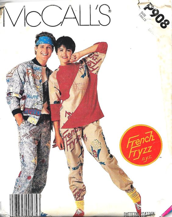 Strange tangent here - French Fryzz was a LA business who made clothing from flour sacks & seem to really lean in heavy to fast food gimmicks. The fabric used for P’s jacket is a pink variation of a comic-book French Fryzz design.