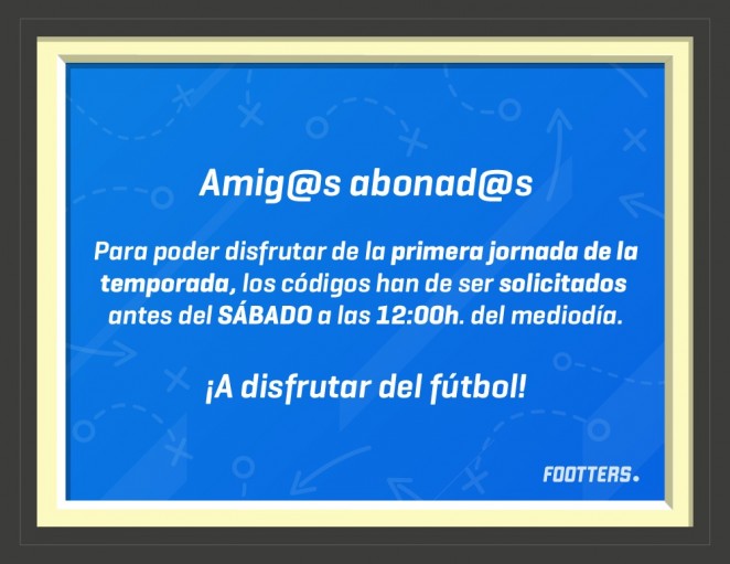 ℹ️ Validados todos los códigos de descuento recibidos hasta las 17:00 horas de hoy. Los demás se activarán mañana. 
Recordad que el que no haya solicitado su código tiene hasta mañana a las 12:00 horas para hacerlo o no podrá ver el #CCFLorca en <a href="/footters/">footters _</a> 
bit.ly/2T0blSz