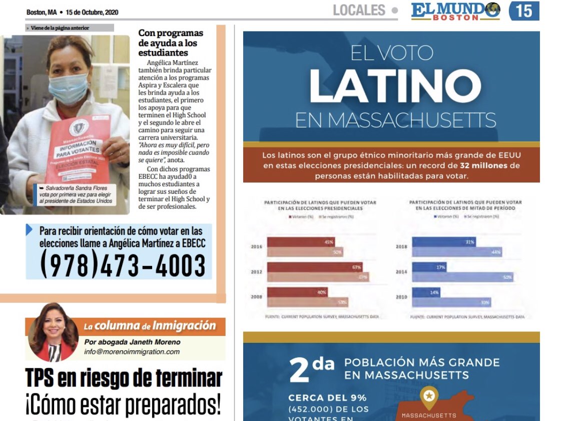 NUESTRA VOZ CUENTA! Deadline to register to vote in Massachusetts is October 24!
