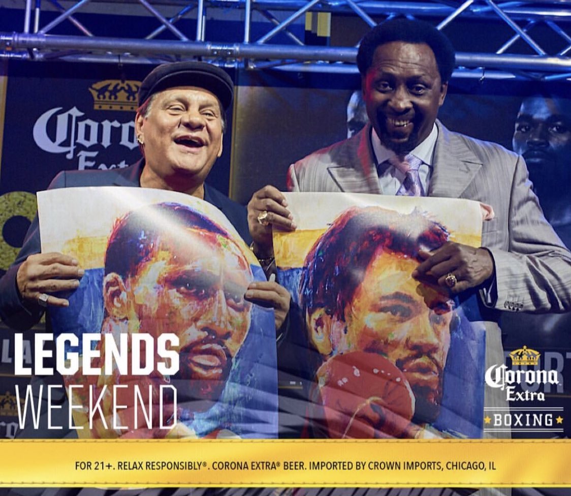 Two of the great fighters ever. With two of the rarest prints we’ve ever released. autographed by the champions #ThomasHearns and #RobertoDuran. Who wants to add these super rare prints to their collection? #art #boxingart #sloneart #coronaextra
