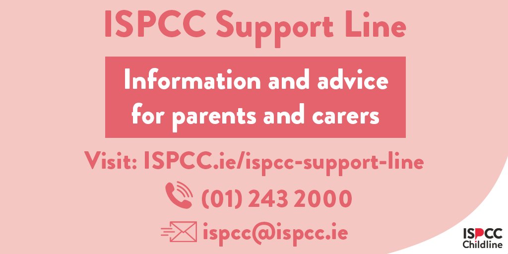The @ISPCCChildline Support Line is available to provide guidance, support and information to parents and carers at this time and always. Monday to Friday, 9am to 1pm.
Visit: https://t.co/1Qa4Nza2vw https://t.co/uGmny7dMql