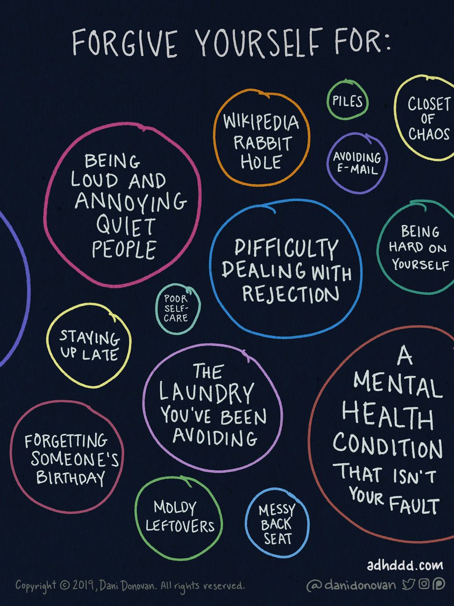 #ADHD is not:
- a personal defect
- a superpower
- trendy
- cute/quirky
- “not that bad”
- “an excuse for being lazy”
- just for boys/kids
- over-diagnosed
- a ploy by big pharma

ADHD is:
- a lifelong invisible struggle that makes every aspect of life harder

#ADHDAwarenessMonth