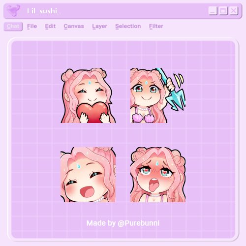 lil_sushi_'s tweet photo. EMOTES ARE FINALLY APPROVED AND LIVE 🥺❤️ thank you to @Purebunni for the amazing work! I hope you guys like them as much as I do https://t.co/NWFJ58L5DW