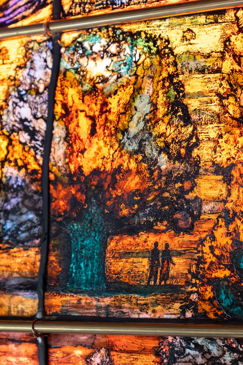 Installing a new window by Thomas Denny at Chapel Barn in Suffolk at the Wilderness Reserve. Photos by Alexander Parnell. I was only involved with the installation of this one, but very satisfying work it was! 

#stainedglass #art #countryside #womenincraft #craftsmanship #autumn