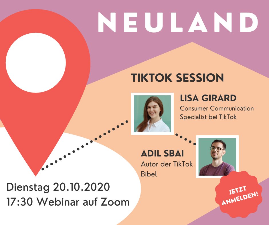 GPRA (@gpra) on Twitter photo #TikTok
Am 20.10. findet die 1. Veranstaltung der #GPRA Young Professionals & <a href="/PRVA_Newcomers/">PRVA-Newcomers</a> statt. Mit dabei: <a href="/GirardTweets/">Lisa Girard</a>, Consumer Communication Specialist bei TikTok & <a href="/sbaidermann/">Adil Sbai</a>, TikTok-Experte u. CEO von weCreate.
Anmeldung: bit.ly/33XBLLb #TikTok
Am 20.10. findet die 1. Veranstaltung der #GPRA Young Professionals & <a href="/PRVA_Newcomers/">PRVA-Newcomers</a> statt. Mit dabei: <a href="/GirardTweets/">Lisa Girard</a>, Consumer Communication Specialist bei TikTok & <a href="/sbaidermann/">Adil Sbai</a>, TikTok-Experte u. CEO von weCreate.
Anmeldung: bit.ly/33XBLLb