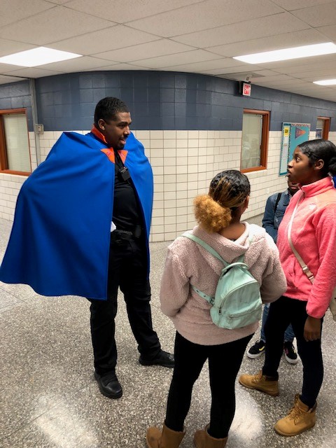 Shoutout to Fayette County Public Schools Police Officer Scottie Smith, seen here sporting a cape last Halloween. SROs are certainly superheroes! We see you, SRO Smith!