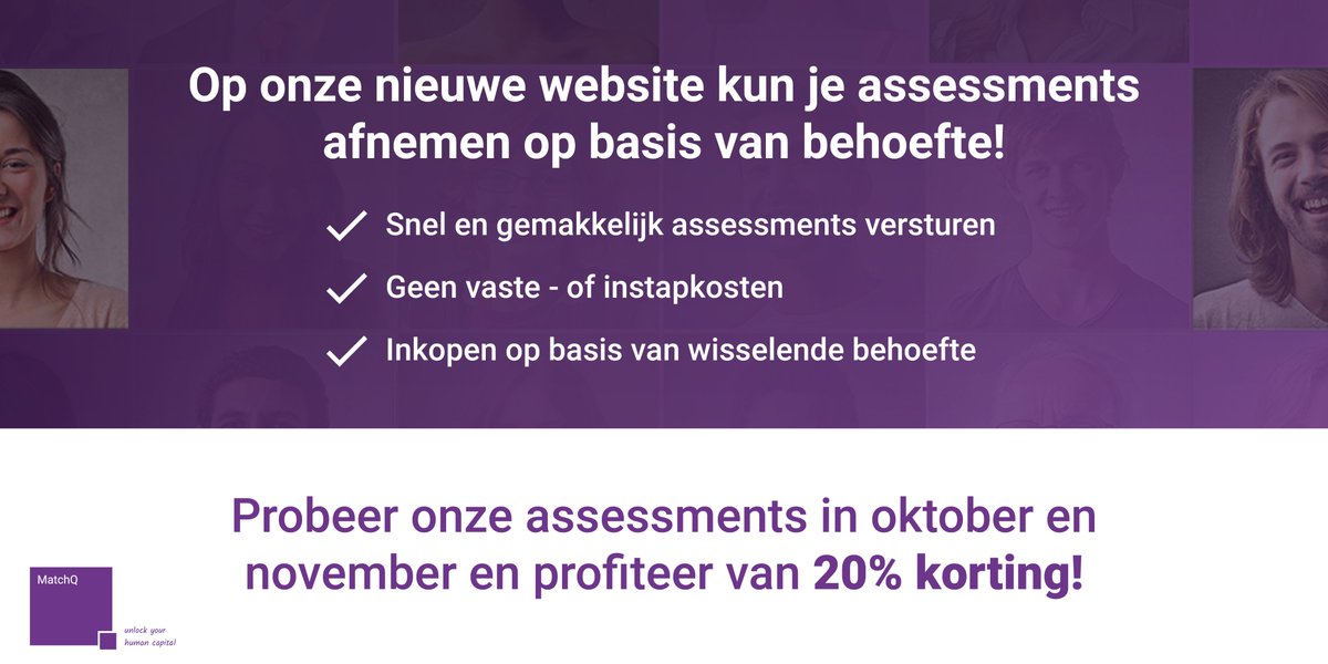 En we zijn live! Vier samen met ons de lancering van onze nieuwe site en webshop op matchq.nl! Ontvang in de maanden oktober en november 20% korting op alle assessments en trainingen! #MatchQ #Assessments #Trainingen