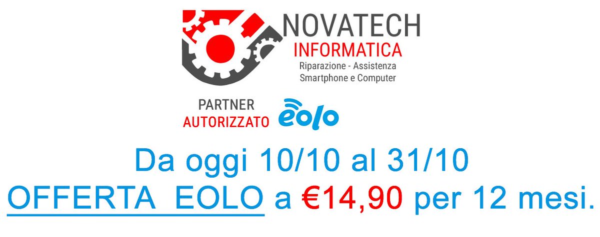 NOVATECHINFORM2's tweet image. OFFERTE EOLO VALIDE FINO AL 31/10

#eolo #eolostreaming #netflix #partnereolo #novafeltria #perticara #talamello #pennabilli #rimini #valmarecchia
#partnerautorizzatoeolo