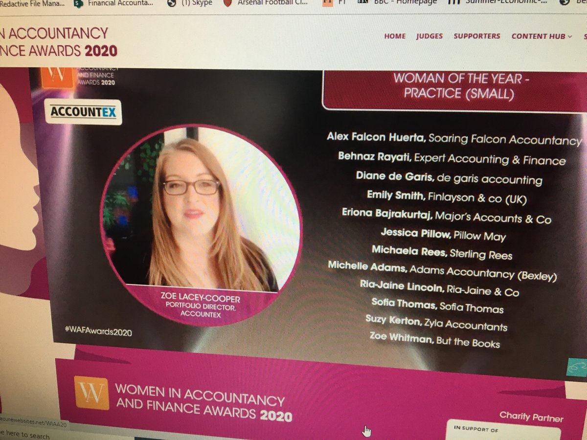 Go Zoe! <a href="/Accountex/">ex account</a>_Zoe. Thank you @Accountex for sponsoring the <a href="/wafawards_/">Women in Accountancy & Finance Awards</a> #WAFAwards2020