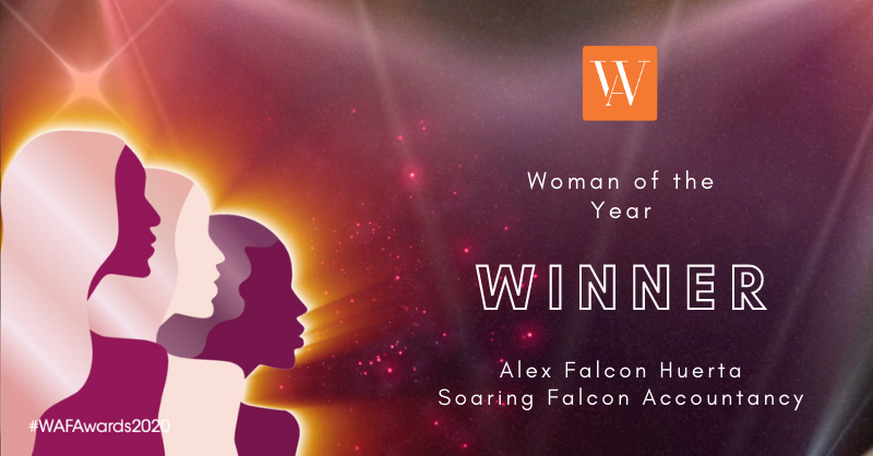 The penultimate award of the ceremony is for Woman of the Year. A huge congratulations to Alex Falcon Huerta <a href="/alexmfalcon/">Alex Falcon FCCA🦅</a> the winner of this award. #Wafawards2020