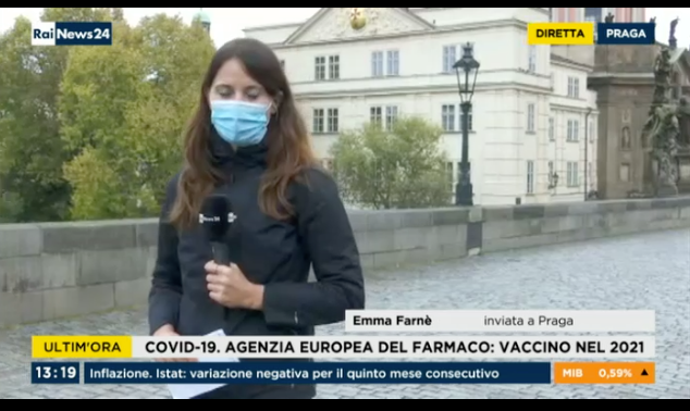 FilipHorky's tweet photo. My dear friend, @emmafarne from @RaiNews with local fixer @lipska_ja reporting about #coronavirus in #CzechRepublic. https://t.co/3zheQcD3fg