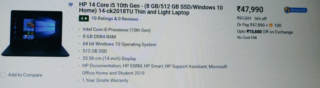 NandaTejasvi's tweet photo. @Flipkart @flipkartsupport Now which price should I pay ? 

On home page price is 47,990 once you open it's 57,330.

#Fakesale #BigBillionDays #fake https://t.co/EeeivK1snN