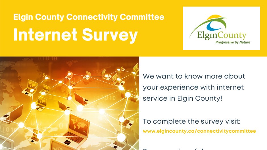 We want to know more about your experience with internet service in #ElginCounty! To complete the survey, visit: lf.elgin.ca/Forms/Internet…