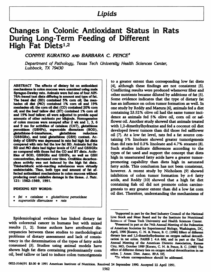 1991No difference in body weight of rats fed beef tallow or corn oil after 9 months. https://pubmed.ncbi.nlm.nih.gov/1765820/ 