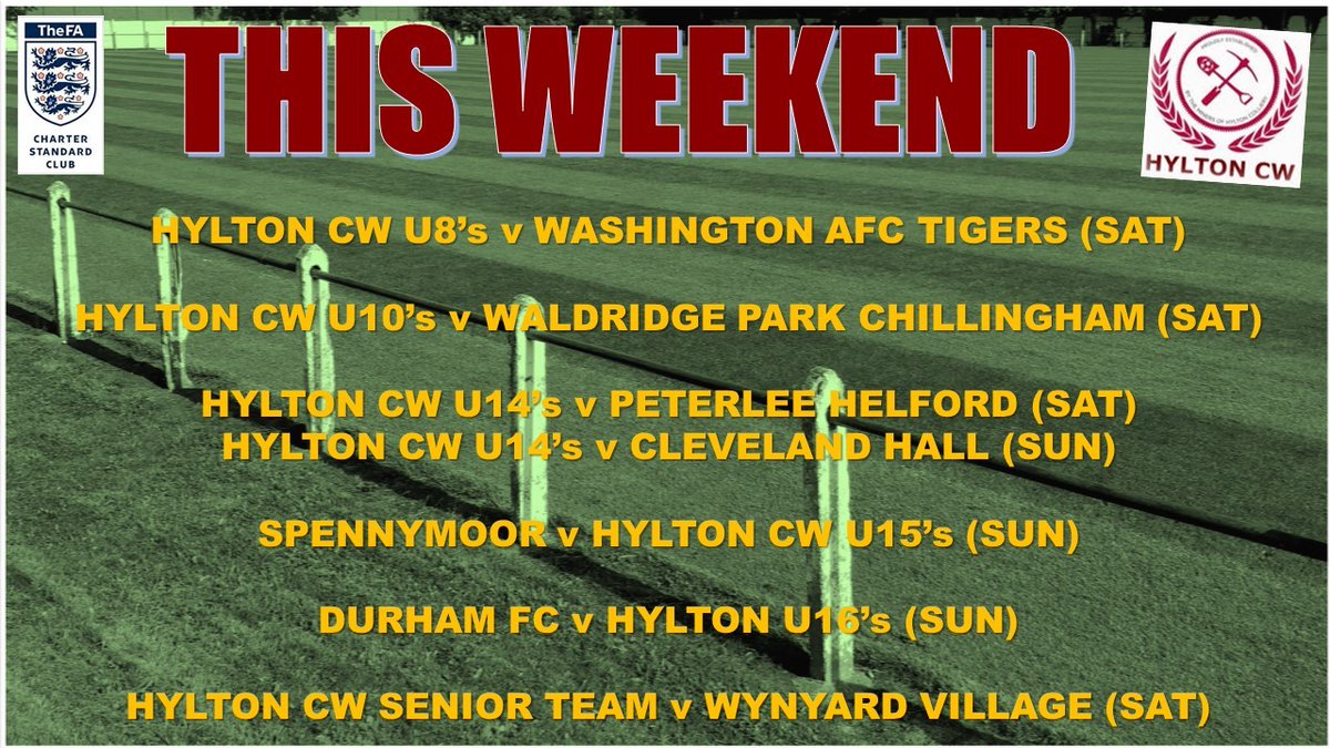 HyltonCWFC's tweet photo. Good luck this weekend boys. Let's hope there are plenty of Hylton wins among this lot. #TheCollierymen https://t.co/wvSyOL5Z98