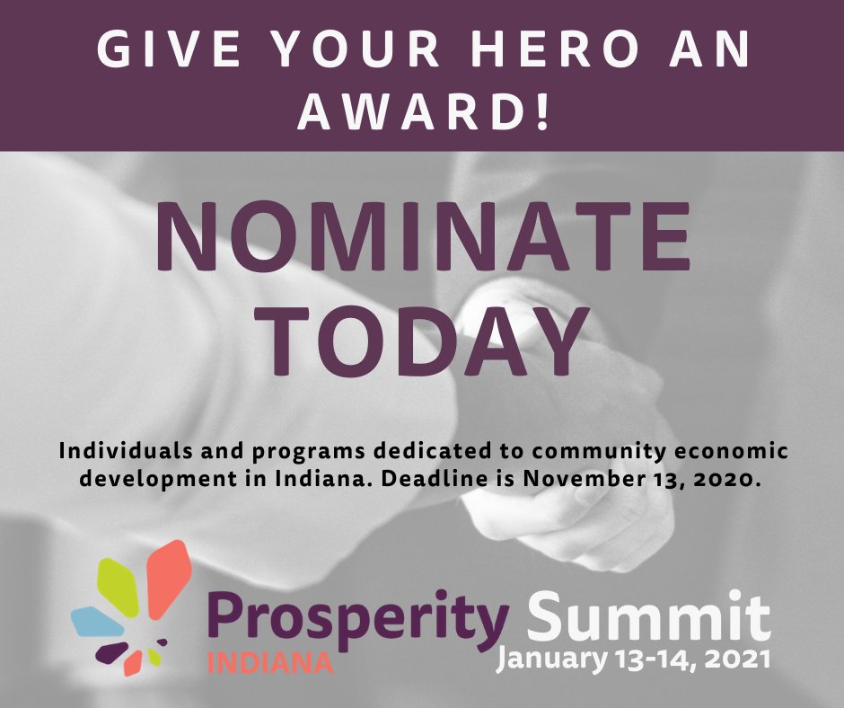 Please consider recognizing an individual or program from your organization as one of Indiana's best community economic development leaders! Nominate here: prosperityindiana.org/page-18273