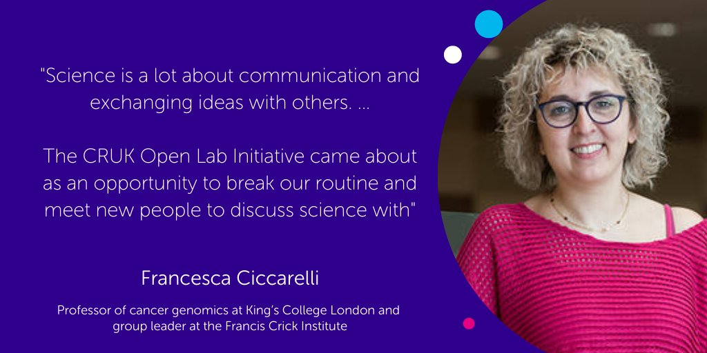 CRUKresearch's tweet image. #ICYMI: @TheCrick group leader and @KingsCollegeLon professor Francesca (@fcicca) shares more about her group’s experience with the #CRUKOpenLab and their &apos;wildcard match&apos; with @markowetzlab&apos;s team in at the @CRUK_CI.

Read more👉 : cancerresearchuk.org/funding-for-re…