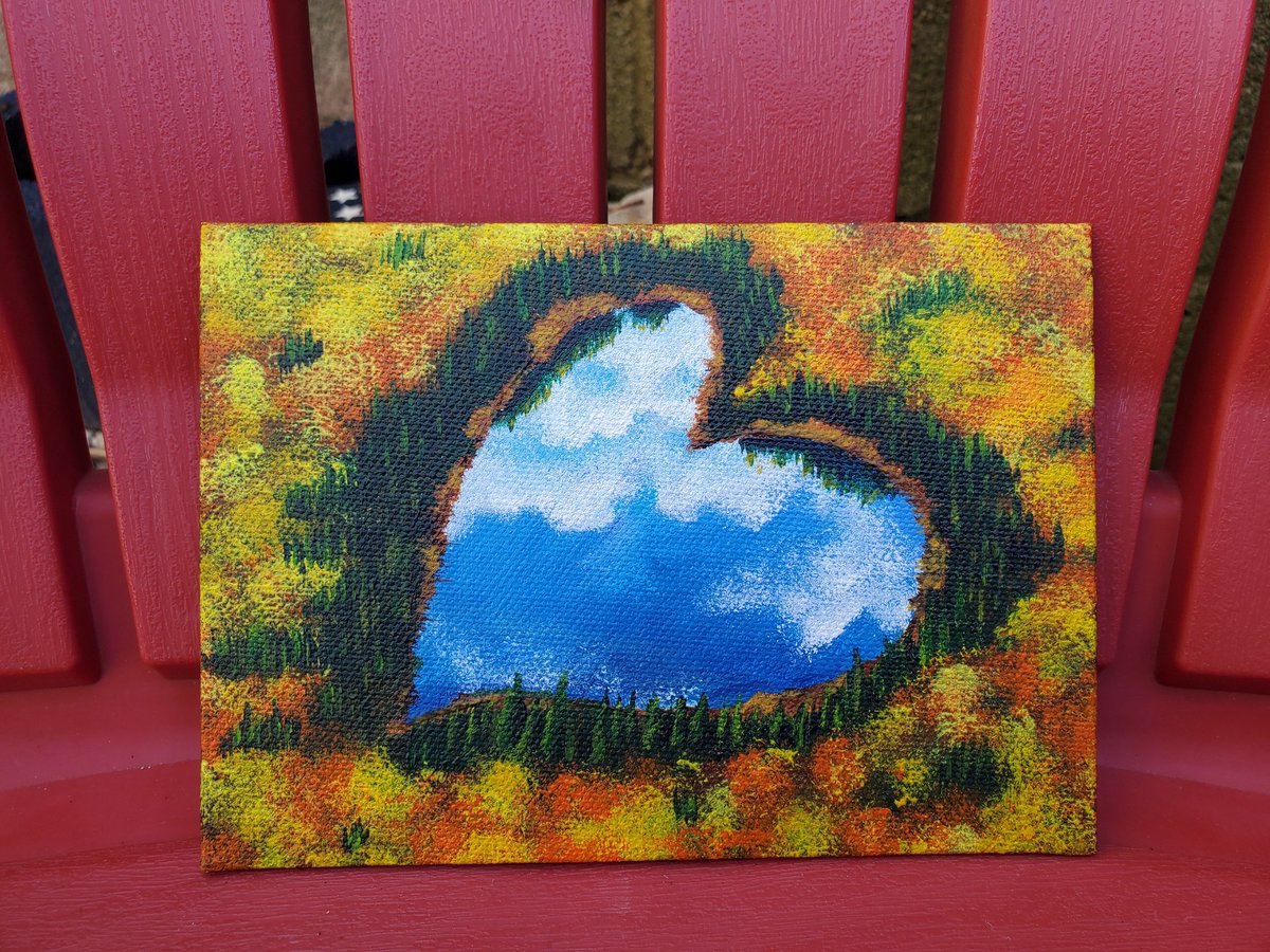 Heart Lake. $25 - Acrylic on 5x7 flat canvas board.