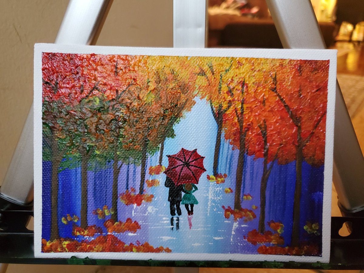 Autumn Stroll. $25 - Acrylic on 5x7 flat canvas board.