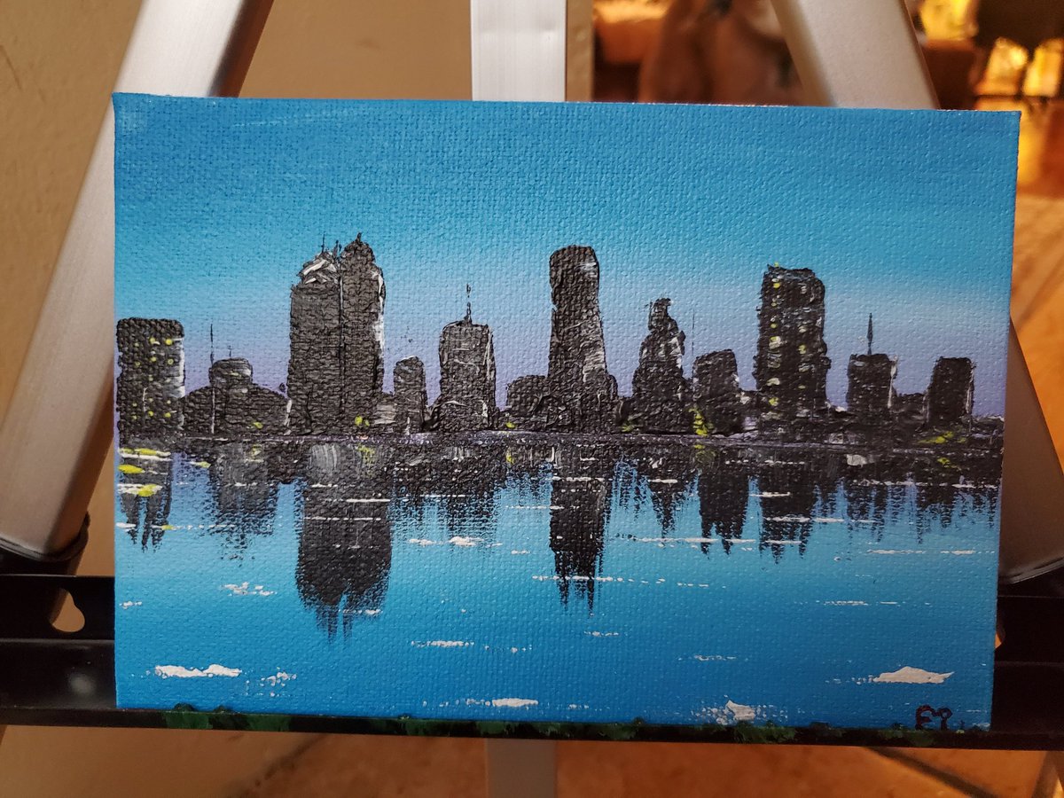 Distorted Cityscape. $25 - Acrylic on 5x7 flat canvas.