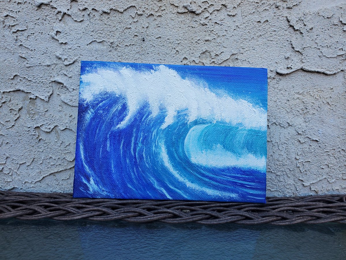 Cresting Wave. $25. Acrylic on 5x7 flat canvas.