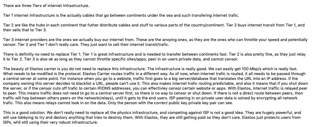 (5/11) But what is Tier 1 + 2?  We need Tier 2 to reach the people and realise the capabilities of blockchain and the 4th industrial revolution. ''A Network Operating System is the real solution to solving our internets virus, DDoS and piracy issues'' - Rong Chen  $ELA