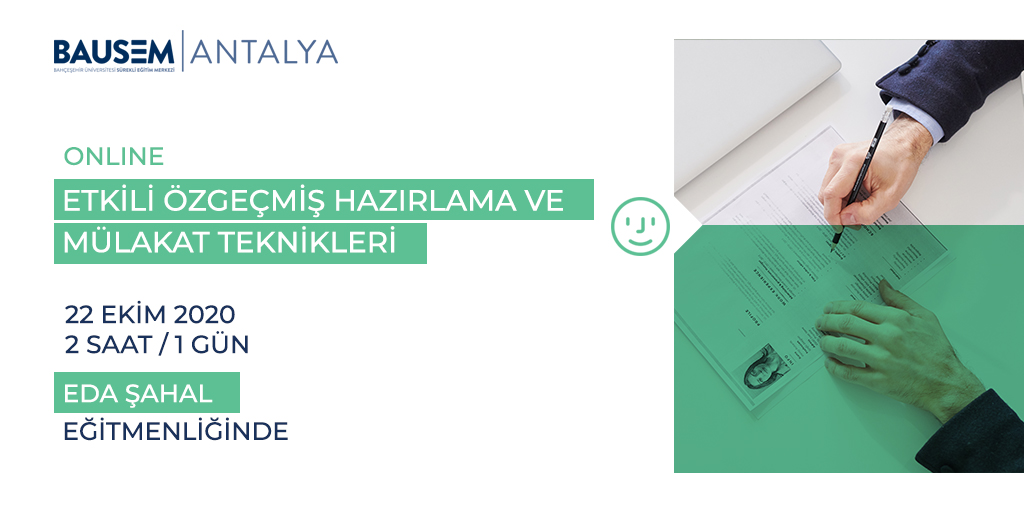 Etkin bir özgeçmişinizin olması için neleri yapmanız gerekiyor; neleri yapmamanız gerekiyor! Başarılı bir mülakat yapmanın püf noktaları nelerdir? 22 Ekim'de başlıyor!
Bilgi ve kayıt için 0242 2418355 / ipek.keklik@cec.bau.edu.tr✉️adresinden ulaşabilirsiniz.
<a href="/balanuye/">Cetin Balanuye</a> @edasahal