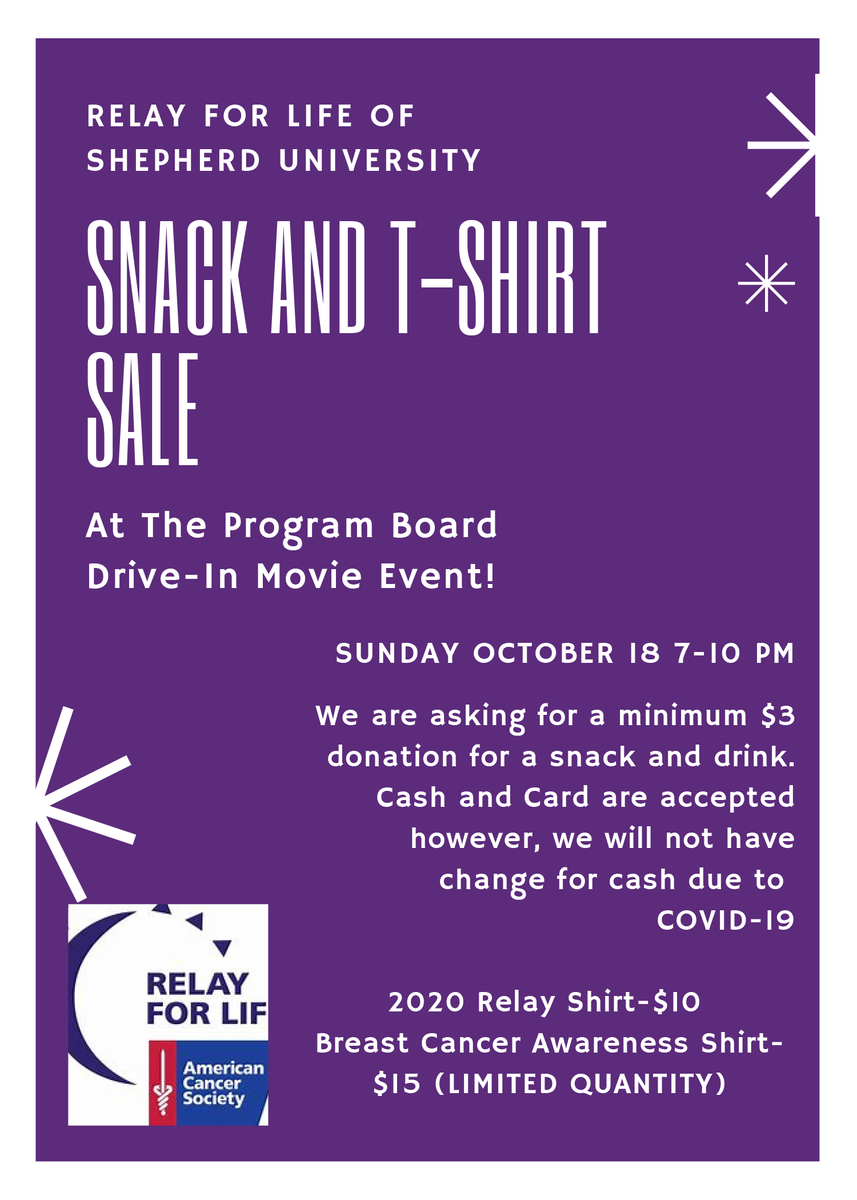 Hey Rams! Don't forget to join us for our Drive-In screening of Halloweentown on Sunday! Today we have some fun facts about the film to get you hyped as well as some information from our friends at Relay for Life on their Snack &amp; T-Shirt Sale at the event!