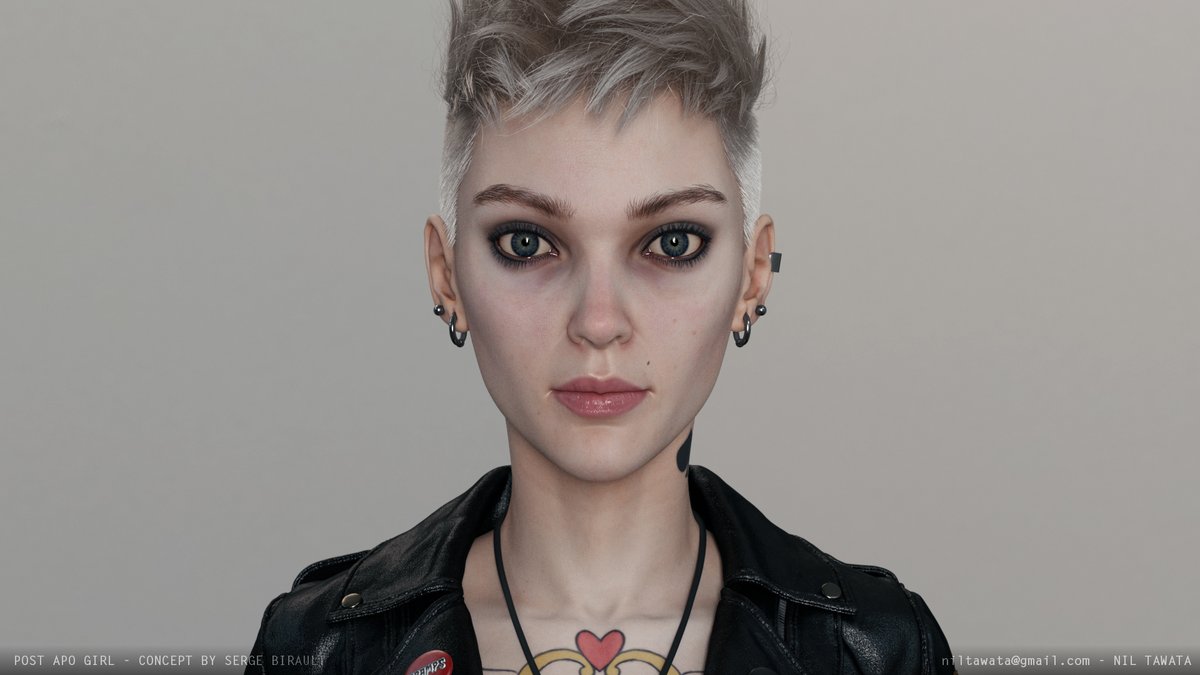 niltawata's tweet photo. Post Apo Girl is based on @birault_serge ´s concept art (https://t.co/dHEBIIR35g).
Some other renders😆😅.  #autodeskmaya #maya3d #zbrush #vray #substancepainter #marvelousdesigner #xgen #texturingxyz https://t.co/28sG50h0yl