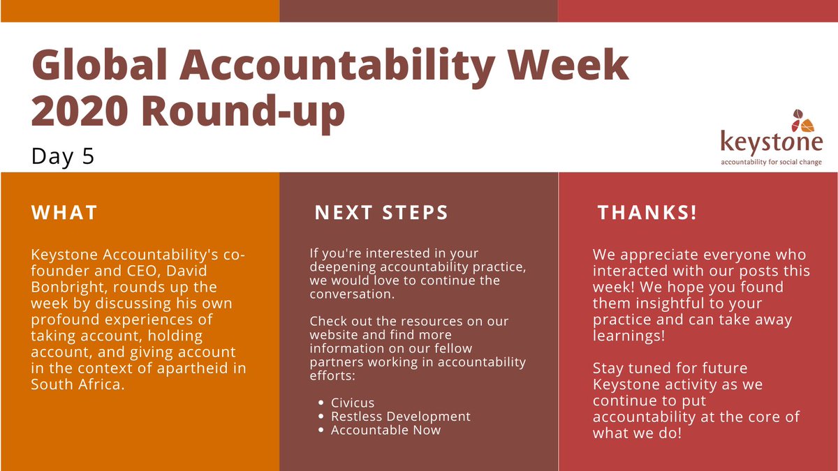 Happy last day of Global Accountability Week! Today our CEO, David Bonbright, shares a video discussing his own experiences in the field with the dimensions of accountability. Find the link here: youtu.be/8sxejSHRkgA. Many thanks for engaging with us this week!