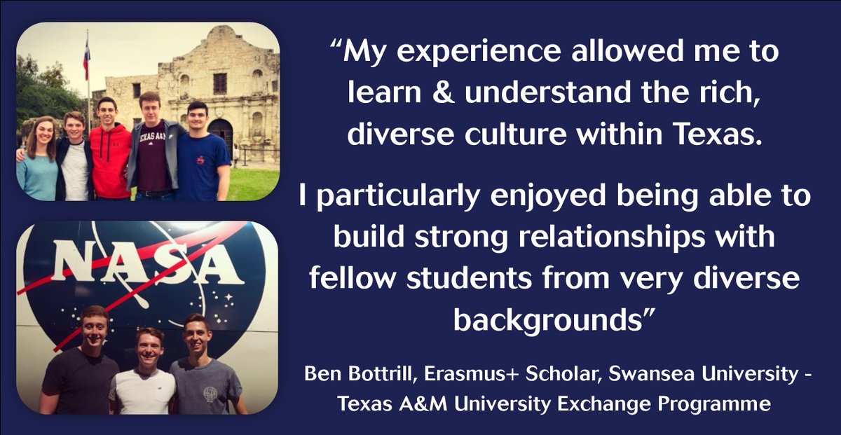 SUinTexas's tweet image. Funding from @EUErasmusPlus has given students from @SwanseaUni and our #Texas partners the opportunity to participate in life-changing study abroad #ErasmusDays #studyabroad @TAMUabroad @TAMUEngineering @_benbottrill