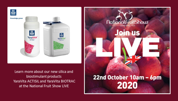 Yara_UK's tweet image. Visit the Yara stand @Nationalfruit Show LIVE and ask @Sir_Blueberry  about our new #YaraVita products #Actisil and #Biotrac   Register today: bit.ly/2H7HB3G    Or for more info on YaraVita visit bit.ly/33Y8YGj  #KnowledgeGrows