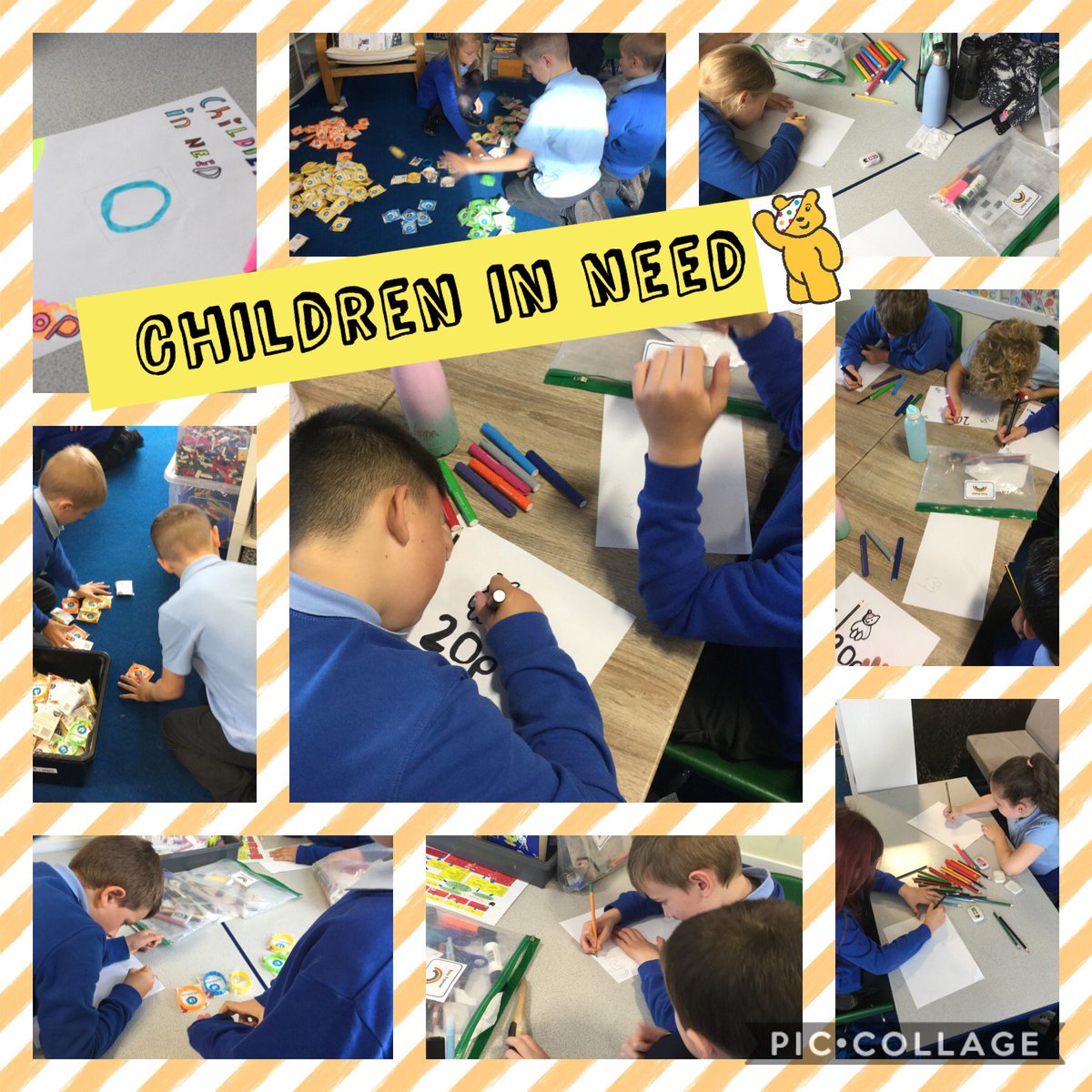 As part of our topic, we are learning to look after ourselves and others. This afternoon we have been planning and preparing how to sell our children in need bracelets to help raise money for those in need. They will be on sale from Monday 16th Oct - Nov 13th or until sold out.