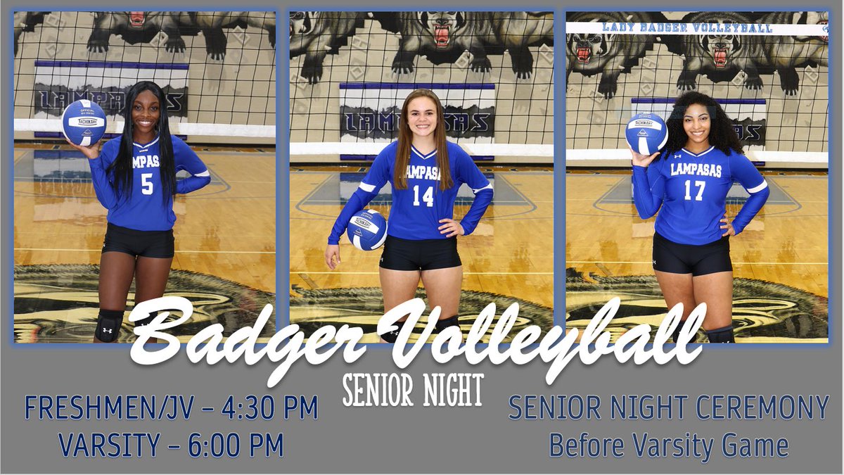 • S E N I O R • N I G H T •
We will be honoring these seniors before this evening’s game. We would love to fill the stands for these three Lady Badgers who have poured their hearts into our program!! Come early, be loud and WEAR BLUE💙