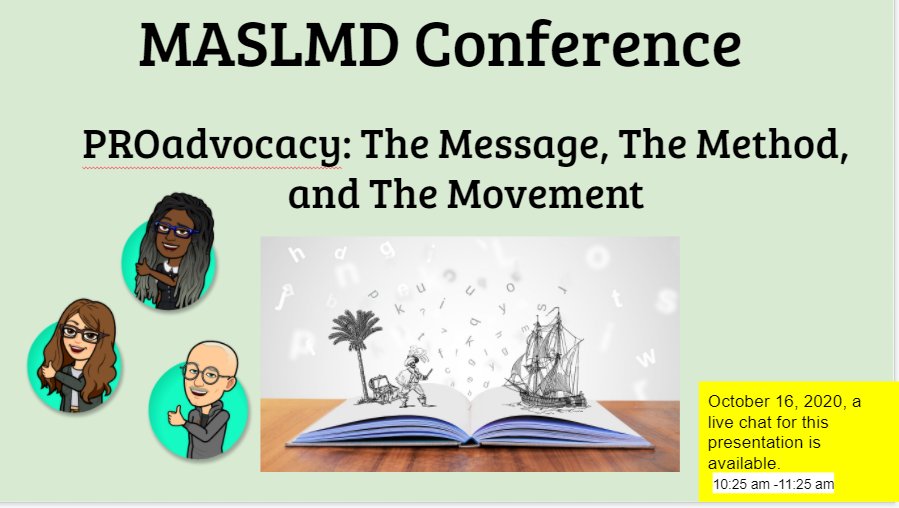 TheSWALibrary's tweet photo. The PROadvocacy session begins in 8 minutes. From 10:25 am - 11:25 am, Tim, Marianne, I will be available in the chat to discuss our prerecorded session. See you there. #MASL2020 https://t.co/NleW1A9slZ