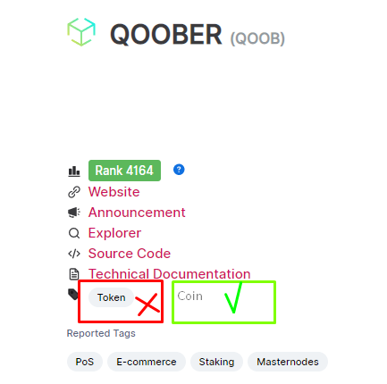 qooberspace's tweet photo. @CoinMarketCap,  replace Tag "Token" with Tag "Coin" please

We want replace Tag "Token" with Tag "Coin", because QOOB is a coin created on the QOOBER blockchain.

Thank you! https://t.co/yweHRLQXWY
