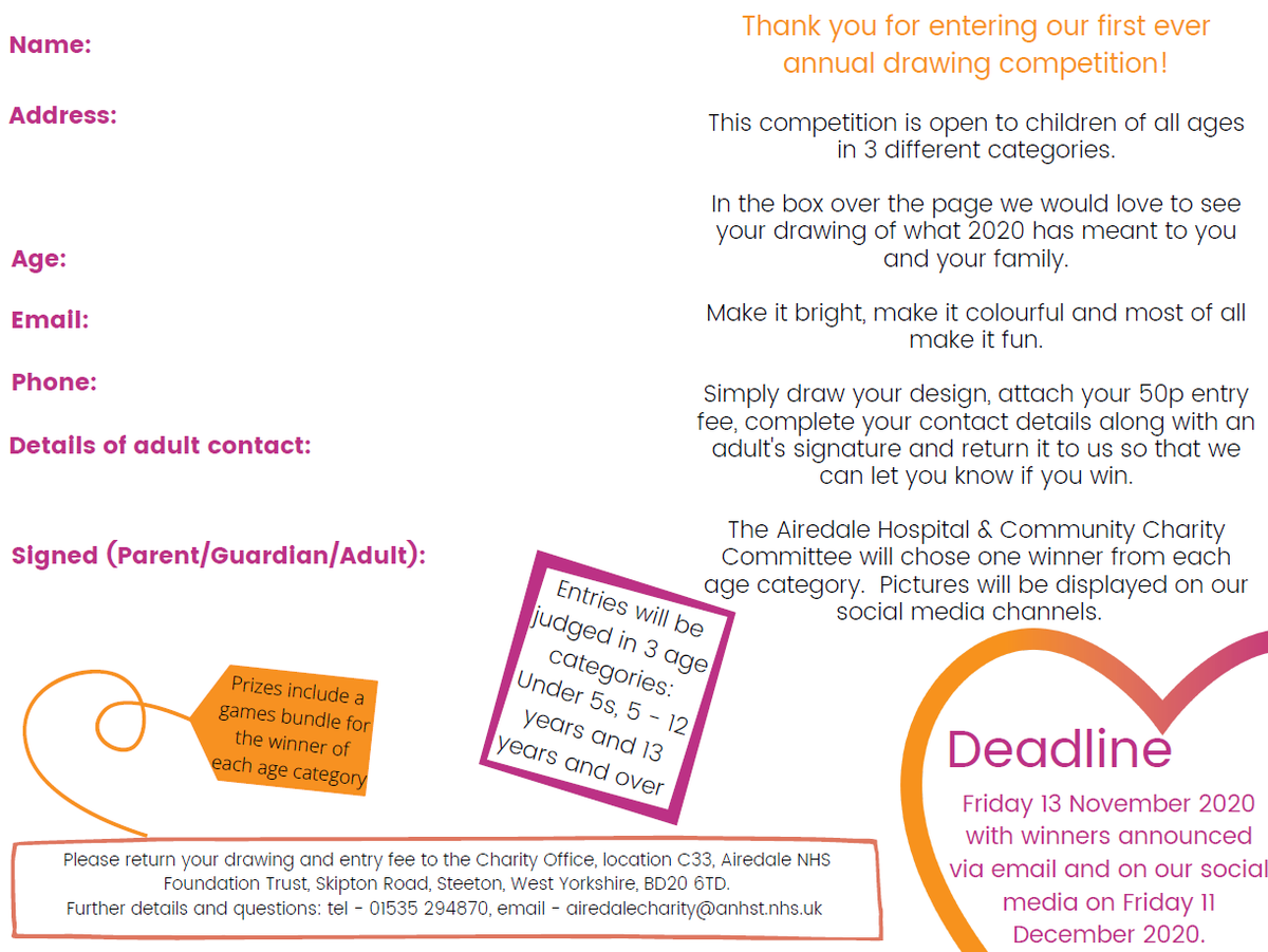 Happy weekend!

Don't forget, if the kids are looking for something to keep them busy we would love them to join in with our drawing competition.  

There are some lovely prizes and in celebration of 50 years of Airedale the 50 pence entry fee is well worth it.

#careforairedale