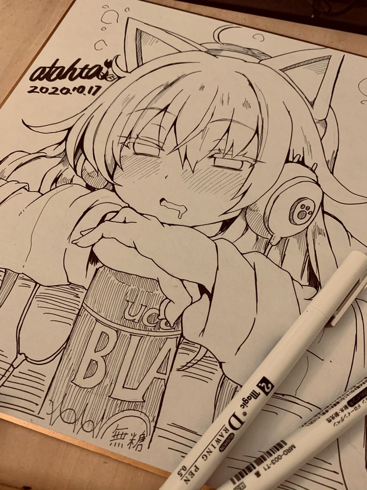 イベント前は色紙めちゃ描いていくぞって思いが毎回ありますが1枚ペン入れして毎回タイムアップしむす 