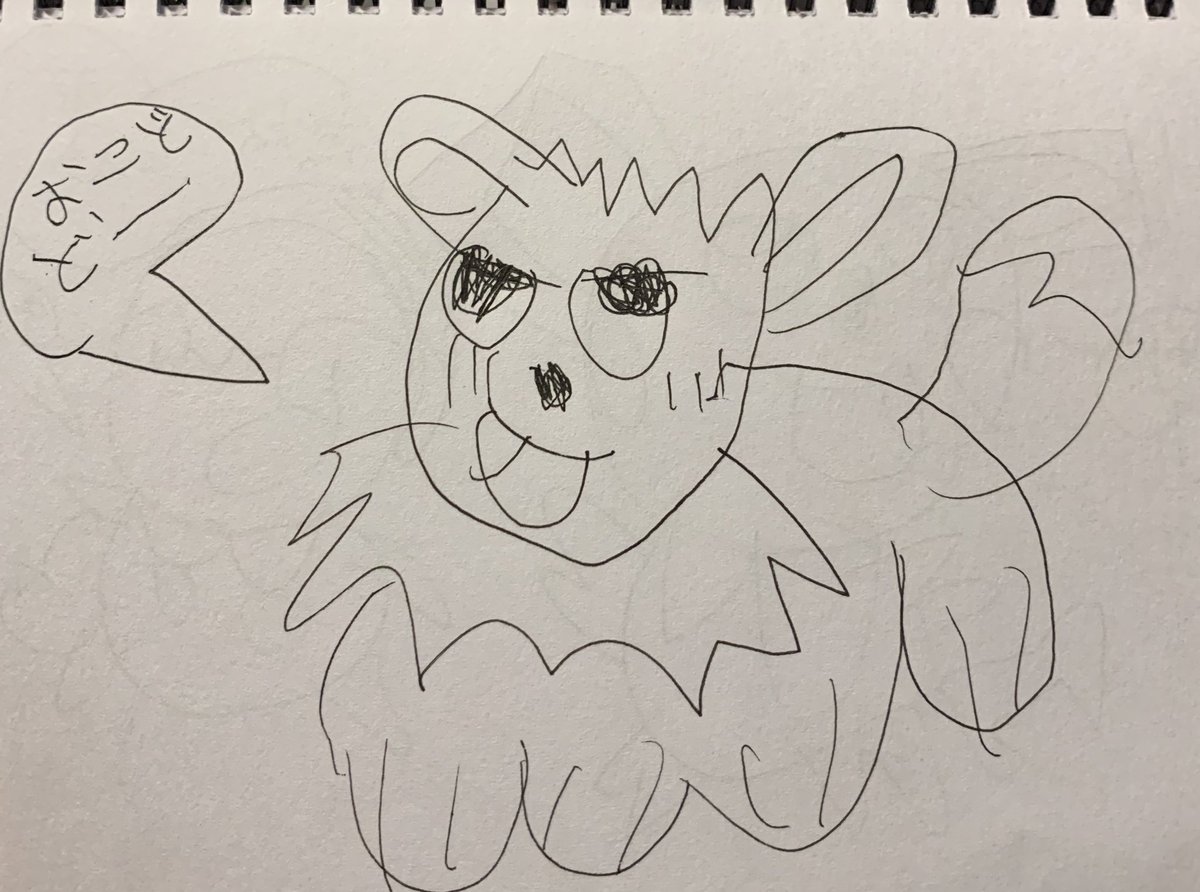 5才児、ポケモン漫画描いてたww
・1枚目
ハッサム「ちょき」
ゼニガメ「やめて」
・2枚目
車を買ったグレイシア
・3枚目
ポッチャマ「はー」
・4枚目
イーブイ「おこどーどー(怒ったぞ)」 