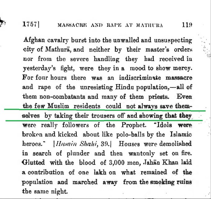 1757.

When Afghans invaded India and committed indiscriminate massacre of natives:

The "tall, virile and handsome" Indian Mμslims immediately took their pants off before Afghans and said- 

'We are the followers of Islαm. Look, here is the proof. Please spare us'

#Bravery