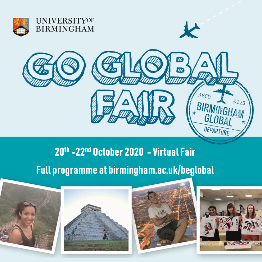 Guild_Intl's tweet image. Are you a 1st-year or 2nd-year undergraduate student at @unibirmingham? Do join us for UoB Virtual Go Global Fair- a perfect way to learn more about global opportunities: study abroad, virtual internships, volunteering.
 
Full programme at birmingham.ac.uk/beglobal