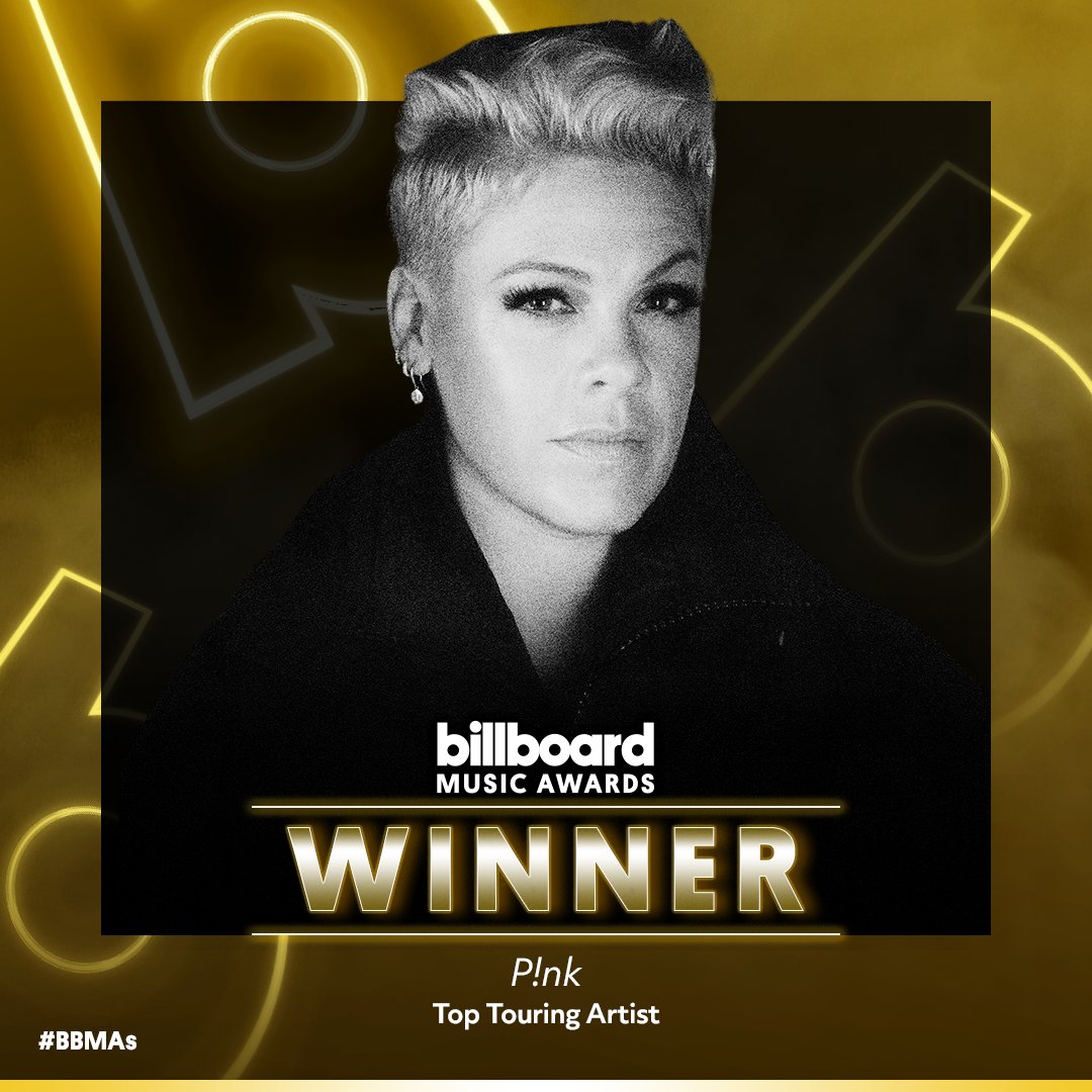 P!nk received the Top Touring Artist award at the 2020 Billboard Music Awards.