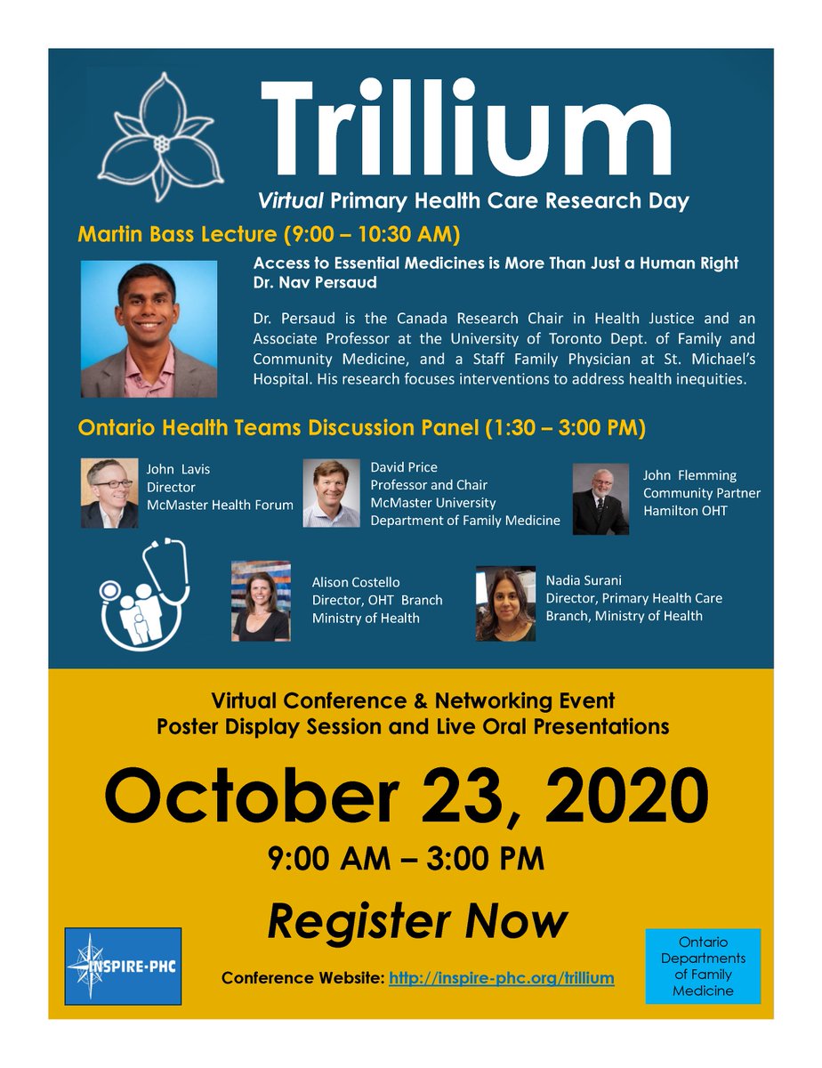 #Trillium2020 Virtual Conference only 1 week away! Register today to save your spot! <a href="/NavPersaud/">Nav Persaud</a> <a href="/RickGlazier1/">Rick Glazier</a> <a href="/DrMichaelGreen1/">Dr Mike Green</a> <a href="/lavisjn/">John N. Lavis</a> <a href="/pricedDFM/">David Price</a> <a href="/ONThealth/">Ontario Ministry of Health</a>